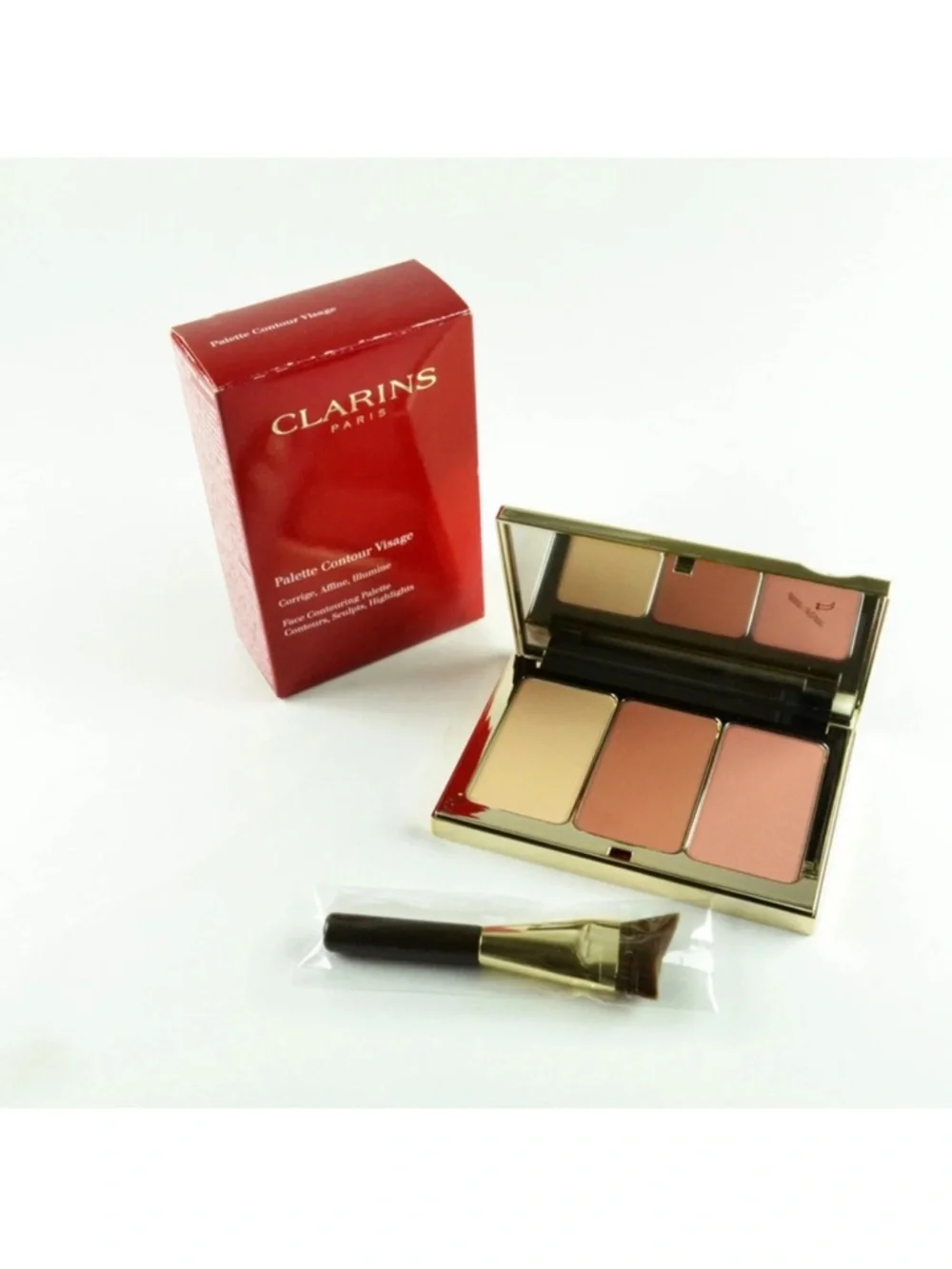 CLARINS Face Contouring Palette & Brush Contours, Sculpts, Highlights NIB 0.40oz - Picture 2 of 9
